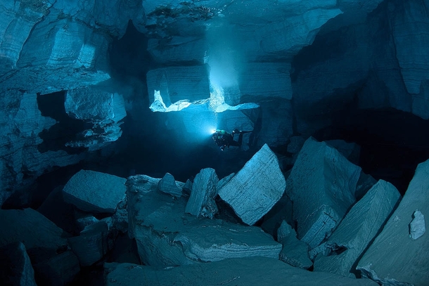 Cave diving Orda cave Perm 