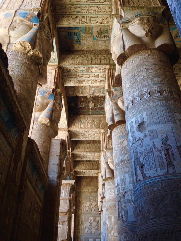 Ceilings Columns Walls at Temple of Hathor Dendera     