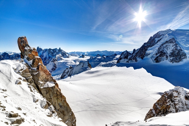 Chamonix France from Aiguille du Midi next to Mont Blanc  photo by Pierre Pichot
