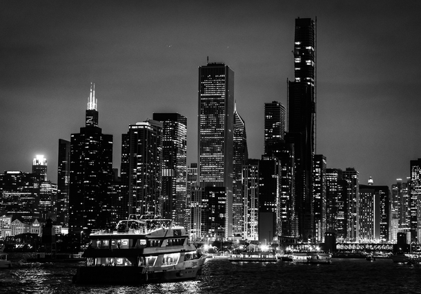 Chicago by Lake at Night 