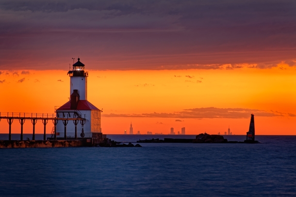 Chicago From Michigan Lighthouse -   