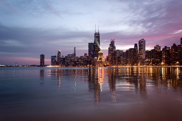 Chicago skyline during sunset Chicago IL 