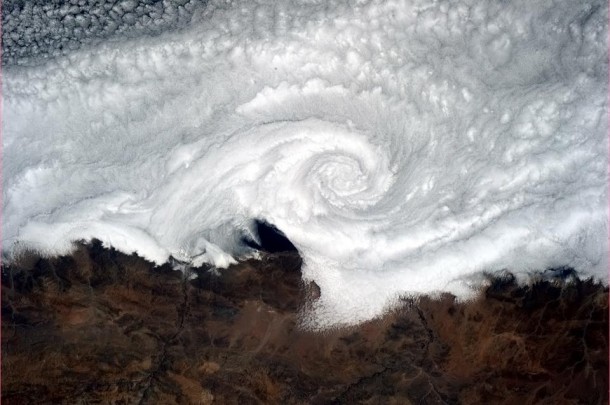 Chris Hadfield is really one of the only reasons Im even still on Facebook His daily images are just incredible to look at Heres one from today Cloud vortex near Chile 