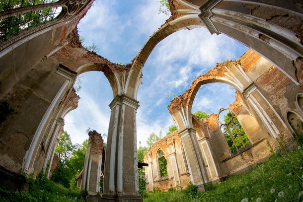Church Ruins in Jalowka East Poland 