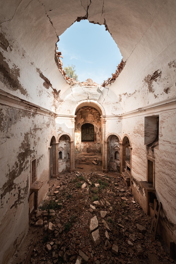 Church within an th-century abandoned monastery that has been abandoned for around  years 