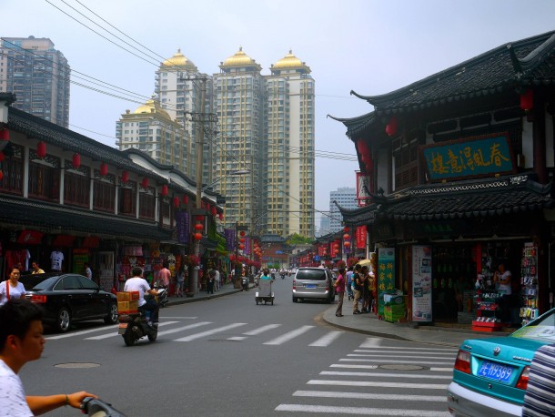 City Street in Shanghai China 