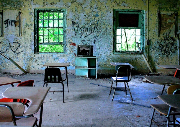Classroom in Abandoned Childrens Hospital Maryland 
