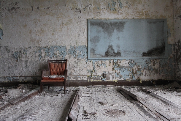 Classroom in an abandoned elementary school 