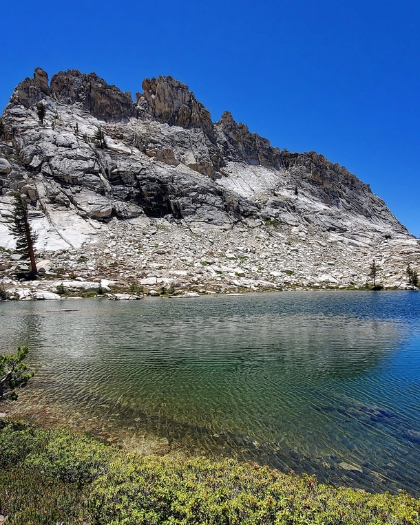 Clear water and mountain peaks Pear Lake Sequoia National Park CA 
