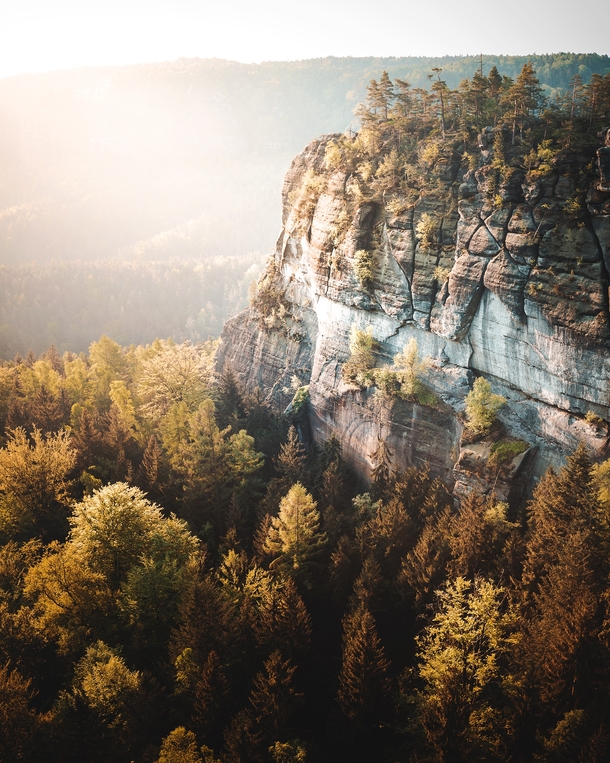 Cliffs of the Elbe Sandstone Mountains in Saxony Germany 
