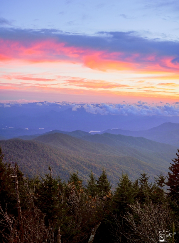Clingmans Dome Sunset Great Smoky Mountains North CarolinaTennessee Border 