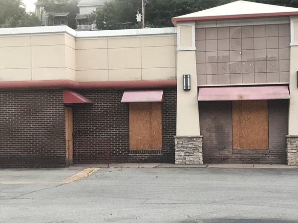 Closed and boarded up Wendys