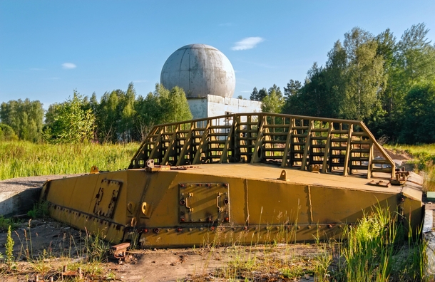 Closed silo for a ballistic missile at an abandoned military base in Russia 