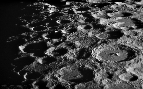 Closeup of Lunar south pole