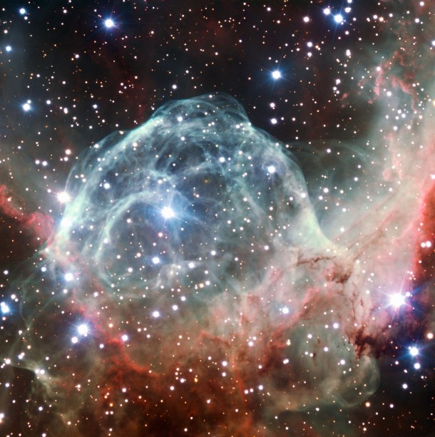 Closeup of the Thors Helmet Nebula taken during the European Southern Observatorys th Anniversary 