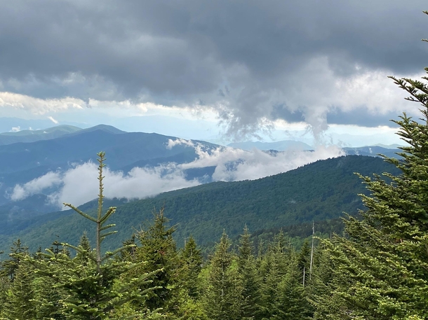 Clouds converging around Clingmans Dome x 