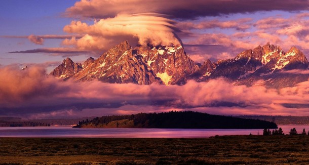 Clouds rolling over Grand Teton Mountain by Monika 