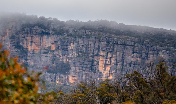 Cloudy cliff in Grampians National Park Vic 