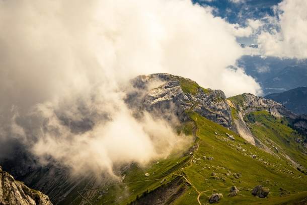 Cloudy view from Pilatus Kulm Switzerland 