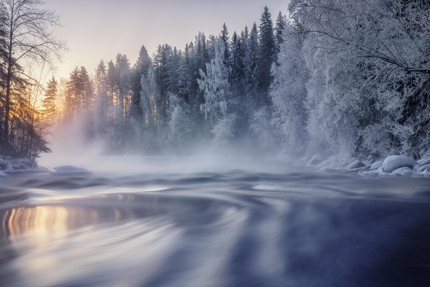Cold winter morning Kapeenkoski Finland 