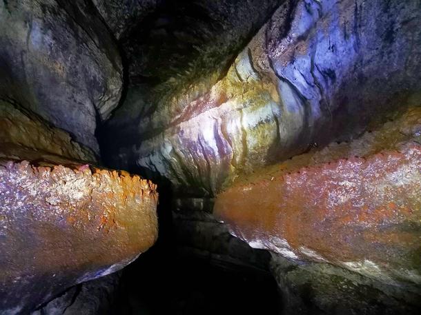 Color in the Absolute Darkness - Ape Cave Lava Tube Gifford Pinchot National Forest WA 