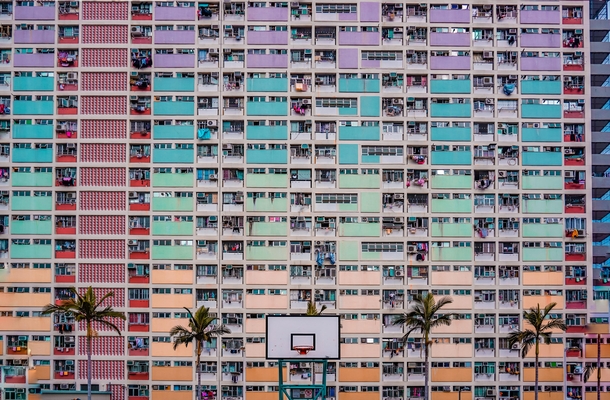 Colorful building Choi hung estate Hongkong