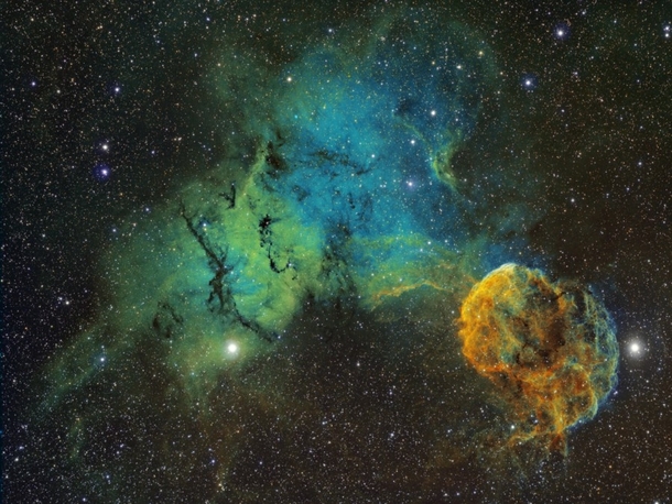 Colorful Jellyfish Nebula Surrounded By Two Stars amp A Supernova Remnant