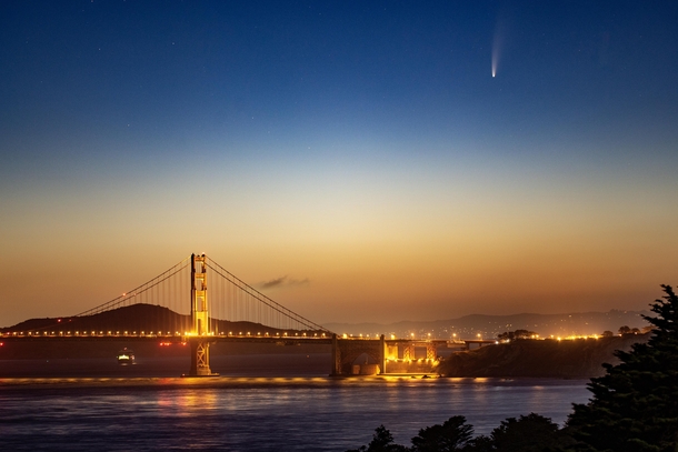 Comet NEOWISE amp the Golden Gate Bridge in San Francisco 