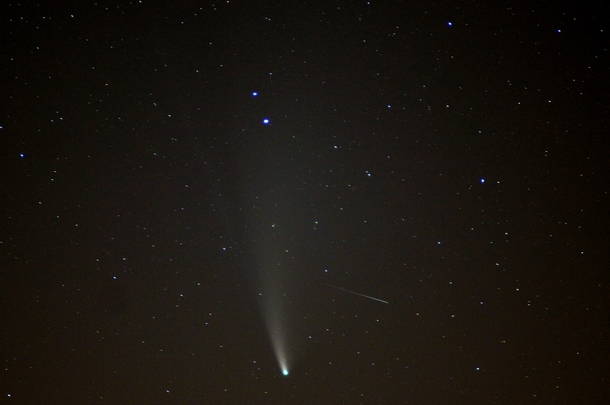 Comet NEOWISE and a meteor 