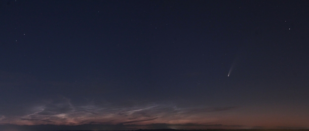Comet Neowise and noctilucent clouds taken from Northamtonshire UK 