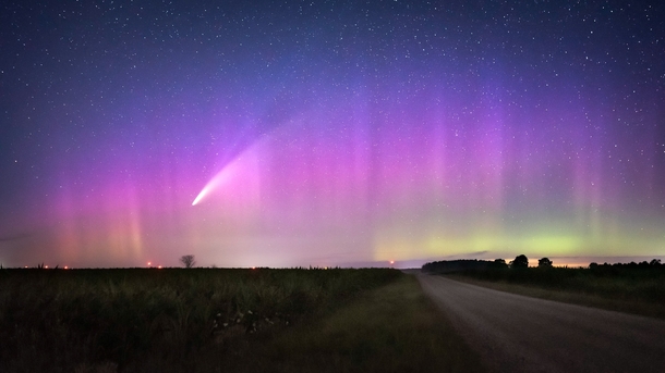 Comet NEOWISE and the Aurora Borealis from Southern Ontario Canada 