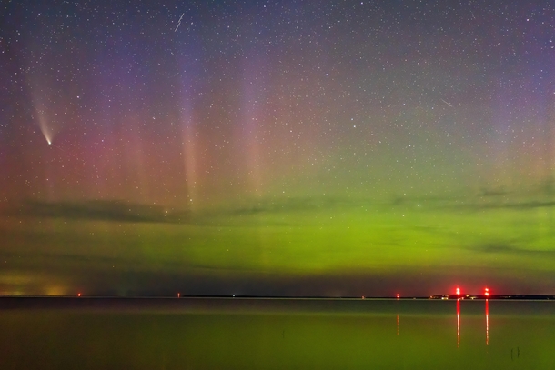 Comet NEOWISE and the Aurora Borealis Wilderness State Park MI on  