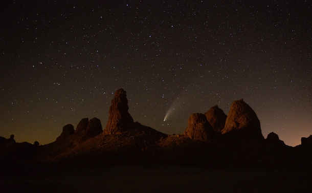 Comet Neowise over the Trona Pinnacles CA 