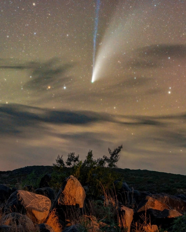 Comet NEOWISE over Three Rivers Petroglyphs NM 
