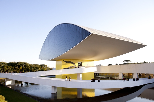 Commonly referred to as the eye and designed by himself this is the Oscar Niemeyer Museum in Curitiba Brazil 