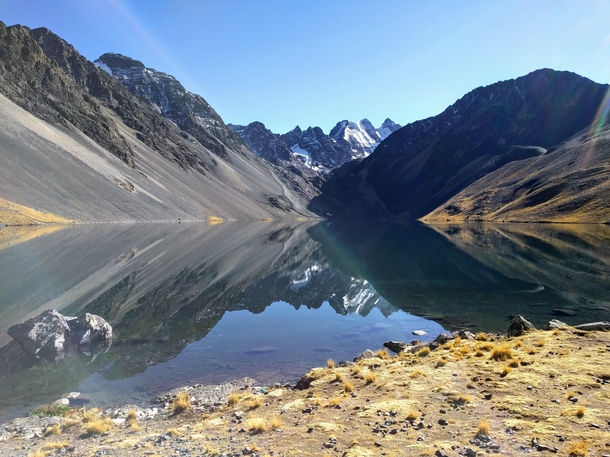 Condoriri reflection on a lagoon Bolivia 