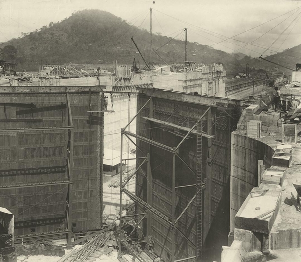 Construction of One of the Loch Gates on the Panama Canal 