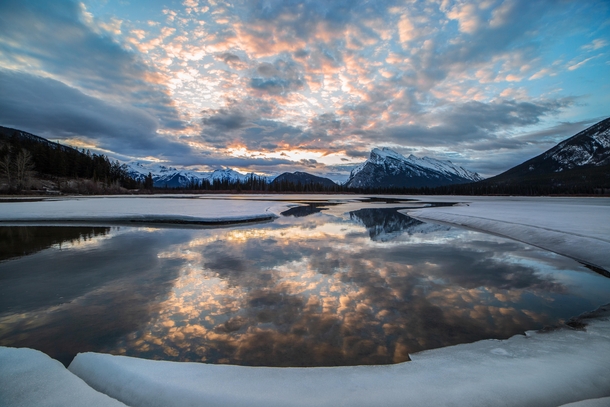Cool Cloud Formations over Vermillion Lake in Banff NP 