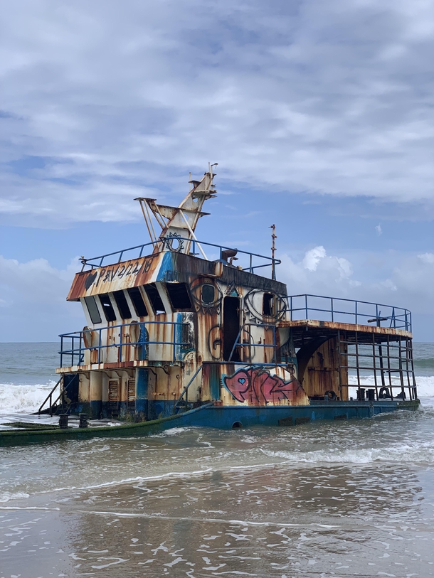 Cool graffiti on an abandoned boat off the coast of Manzanillo Costa Rica 