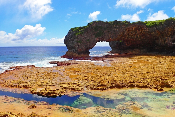Coral channels and rock formations make up the coastline of this tiny island country  Talava Arches Niue 