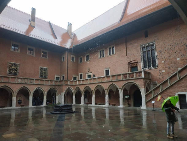 Courtyard of the Jagiellonian University in Krakow Poland 