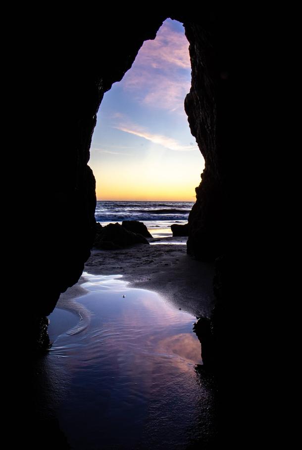 Crawled under a rock formation to shoot my favorite silhouette view El Matador California 