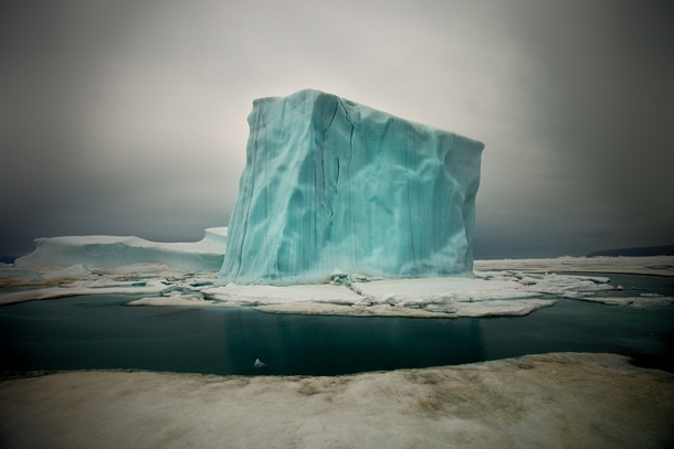 Cube-shaped iceberg in the waters off northern Greenland photo by Sebastian Copeland 
