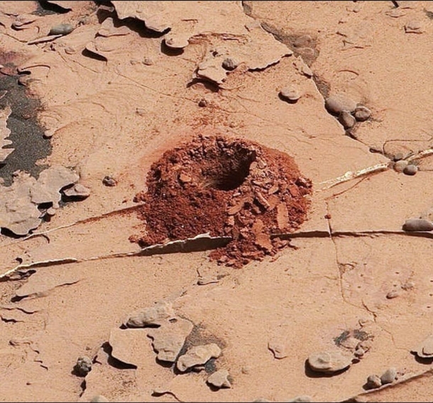 Curiosity rover drilled this hole on Mars