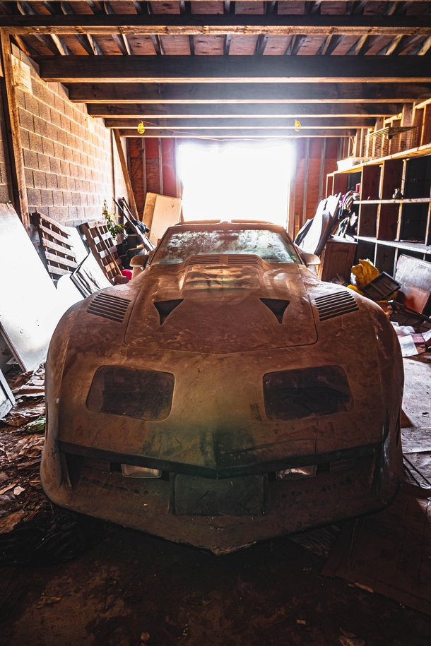 Custom made car in abandoned mansion