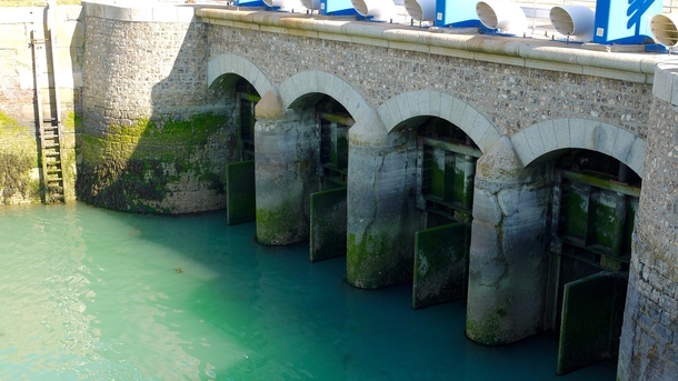 Dam gates in the small town of Saint Valery En Caux France 