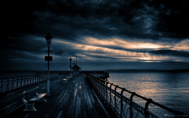 Dawn on the Deck Penarth Pier - Penarth Cardiff UK 