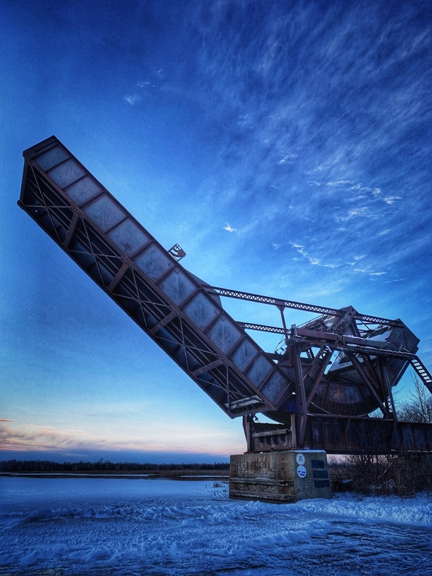 Decommissioned railroad bascule bridge by the Rideau Canal in Ontario Canada