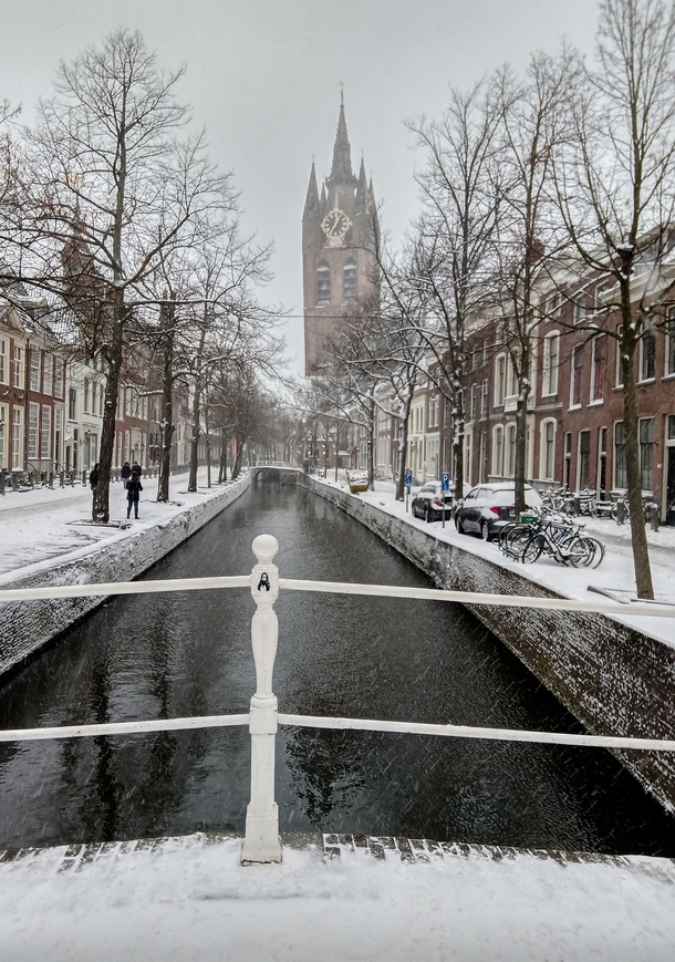 Delft the Netherlands in the snow