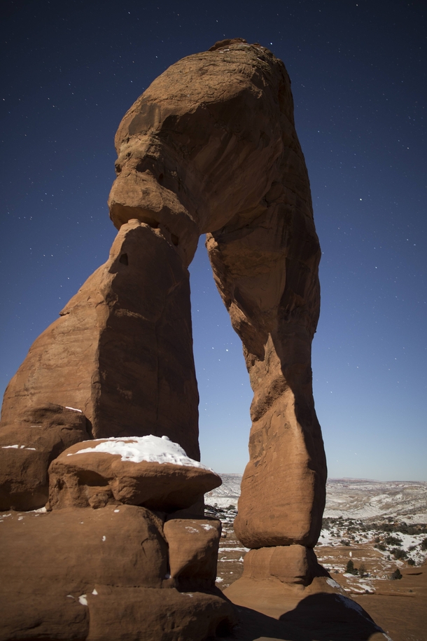 Delicate Arch illuminated by the moon  